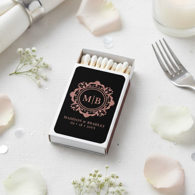 Ornate Floral Monogram Elegant Wedding Custom Matchboxes (Creator Uploaded)