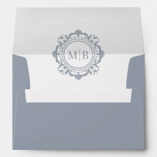 Ornate Floral Monogram Gold Wedding Envelope
