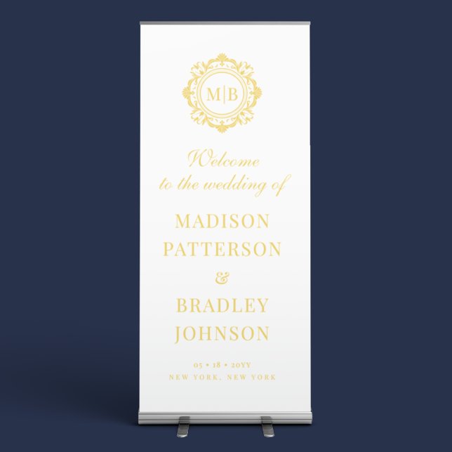 Ornate Floral Monogram Gold Wedding Welcome Sign (Creator Uploaded)