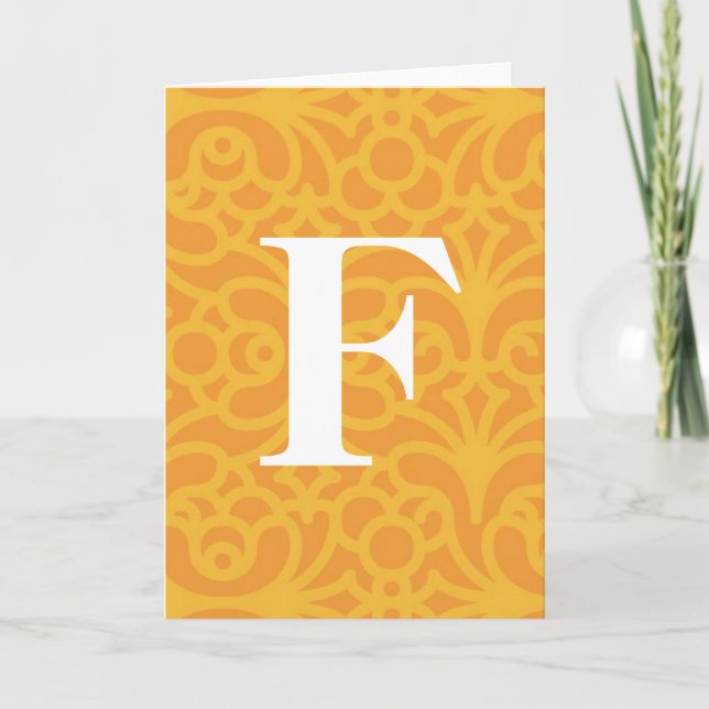 Ornate Floral Monogram - Letter F Note Card (Front)