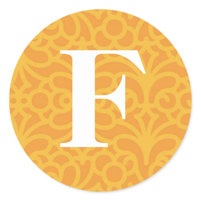 Ornate Floral Monogram   Letter F Stickers