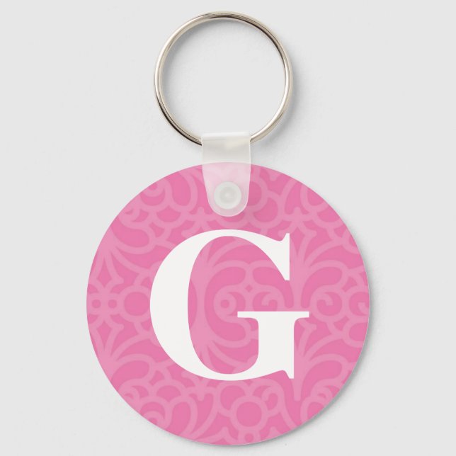 Ornate Floral Monogram - Letter G Keychain (Front)
