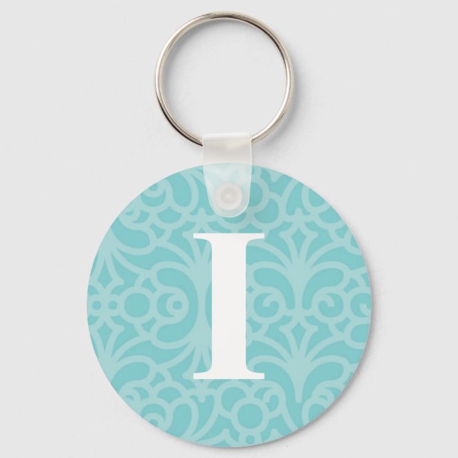 Ornate Floral Monogram - Letter I Keychain (Front)