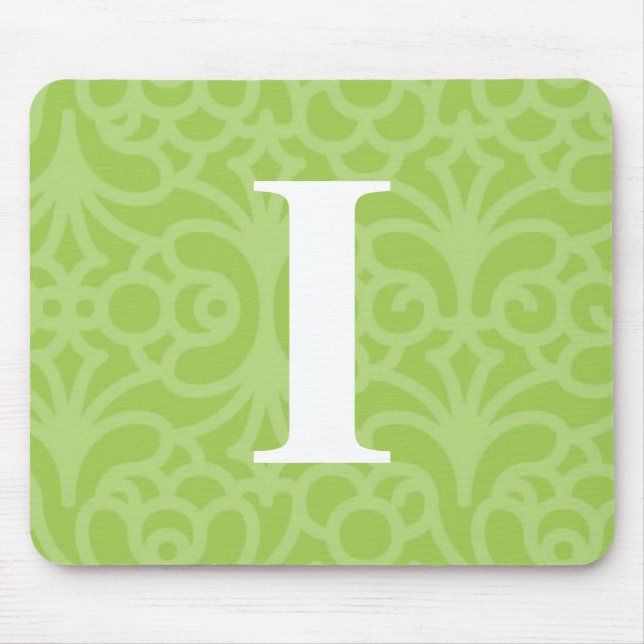 Ornate Floral Monogram - Letter I Mouse Pad (Front)