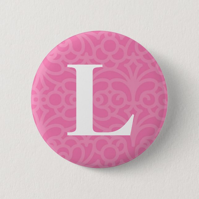 Ornate Floral Monogram - Letter L Pinback Button (Front)