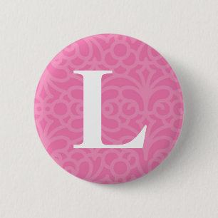 Ornate Floral Monogram - Letter L Pinback Button