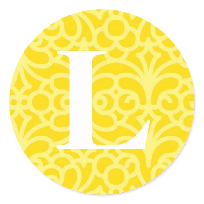 Ornate Floral Monogram   Letter L Round Stickers