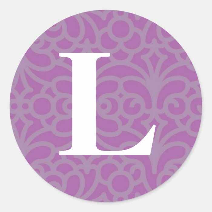 Ornate Floral Monogram   Letter L Round Stickers