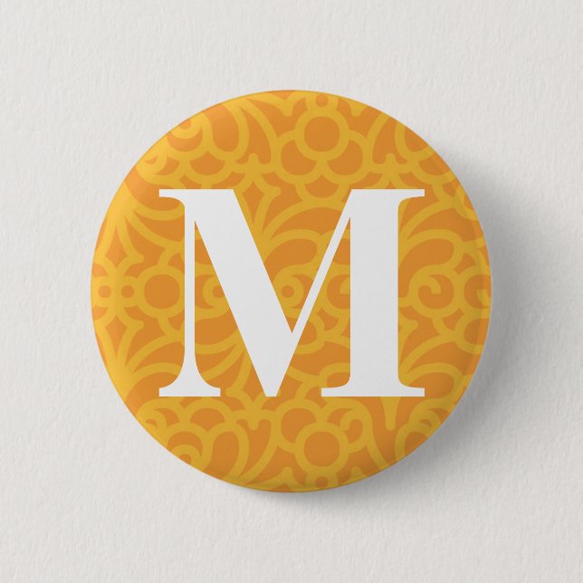 Ornate Floral Monogram - Letter M Button (Front)