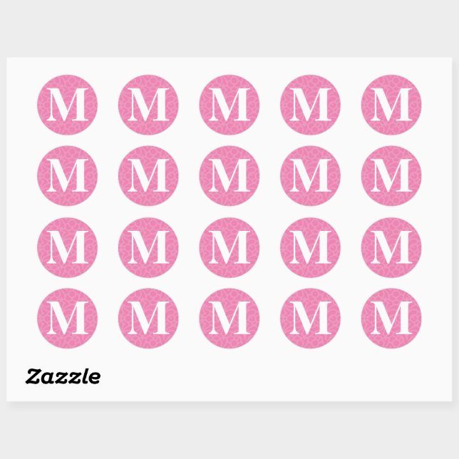 Elegant White Floral Monogram Letter M on White Classic Round Sticker, Zazzle