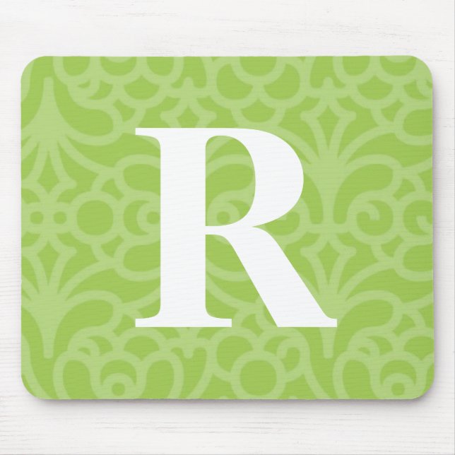 Ornate Floral Monogram - Letter R Mouse Pad (Front)