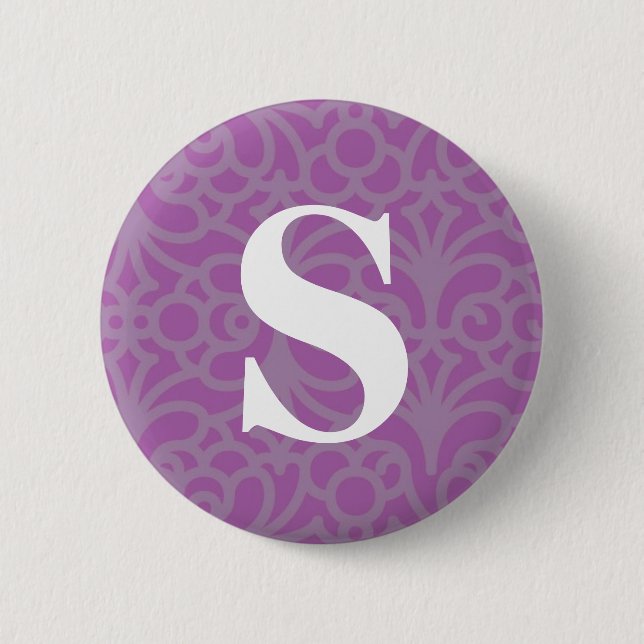 Ornate Floral Monogram - Letter S Pinback Button (Front)
