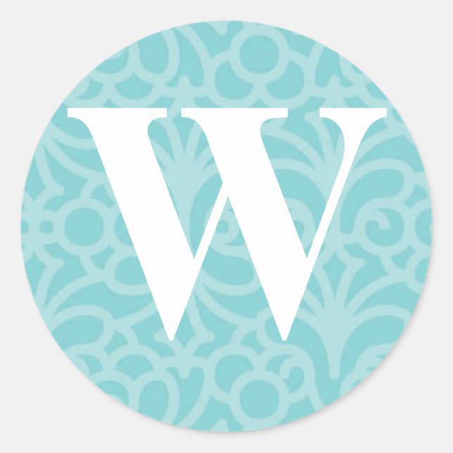 Ornate Floral Monogram - Letter W Classic Round Sticker (Front)