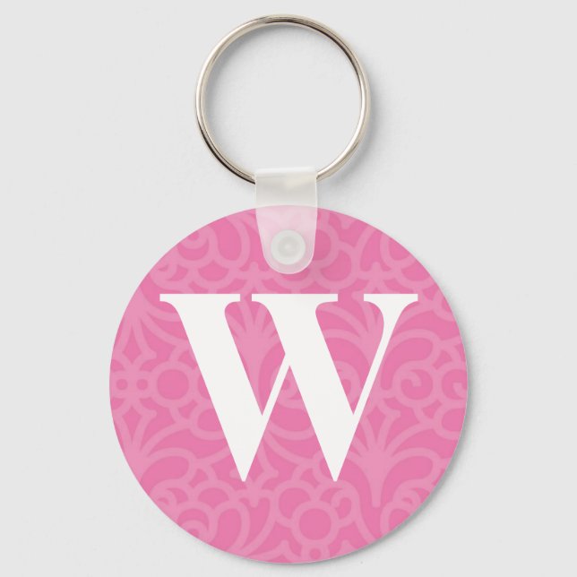 Ornate Floral Monogram - Letter W Keychain (Front)
