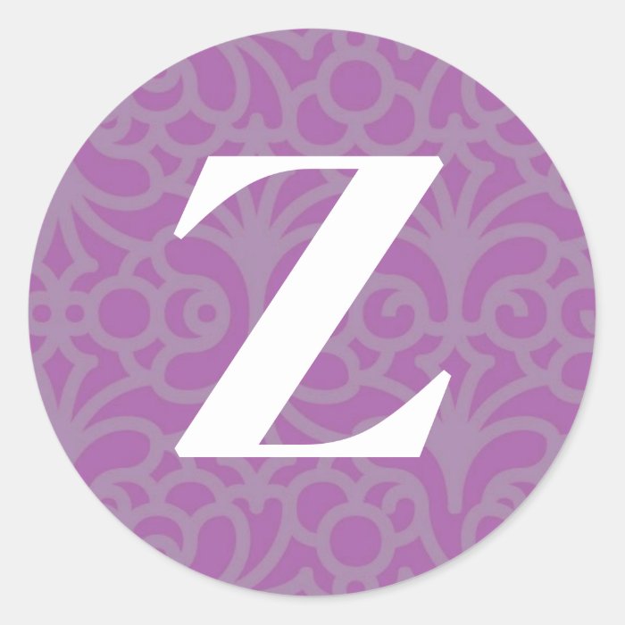 Ornate Floral Monogram   Letter Z Round Stickers