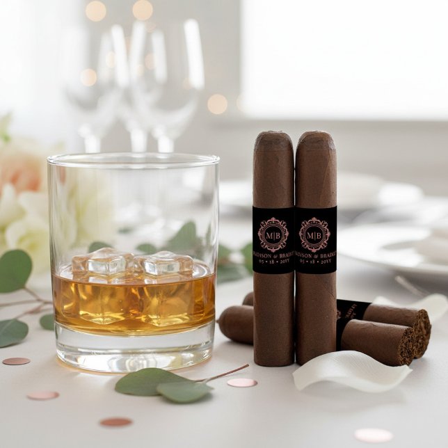 Ornate Floral Monogram Wedding Cigar Band Label (Creator Uploaded)