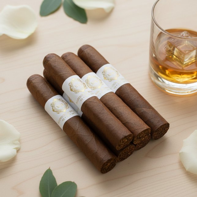 Ornate Floral Monogram Wedding Cigar Band Label (Creator Uploaded)