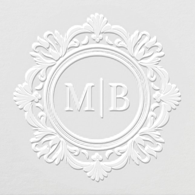 Ornate Floral Monogram Wedding Custom Embosser (Design)