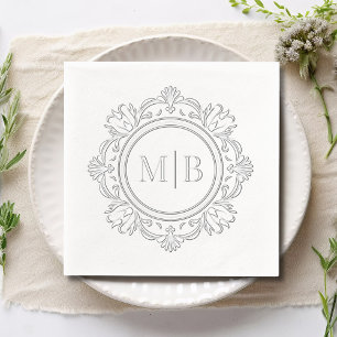 Ornate Floral Monogram Wedding Custom Foil Napkins