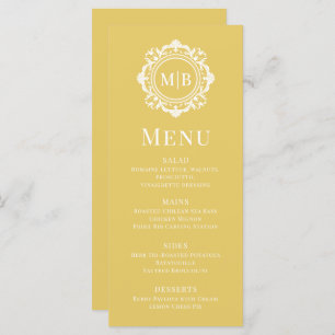 Ornate Floral Monogram Wedding Elegant Gold Menu