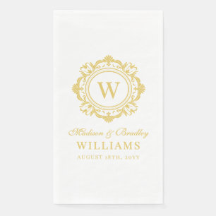 Ornate Floral Monogram Wedding Elegant Gold Paper Guest Towels