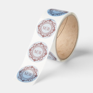 Ornate Floral Monogram Wedding Elegant Rose Gold Classic Round Sticker