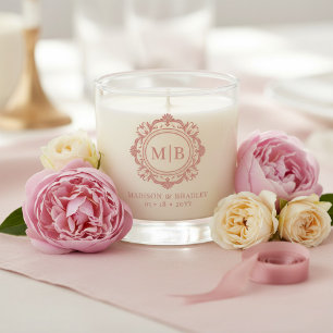Ornate Floral Monogram Wedding Elegant Rose Gold Scented Candle
