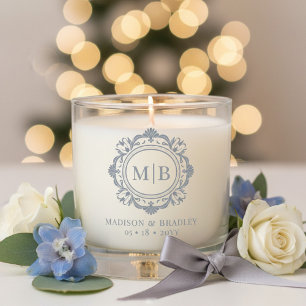 Ornate Floral Monogram Wedding Elegant Silver Scented Candle
