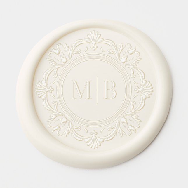 Ornate Floral Monogram Wedding Elegant Wax Seal Sticker (Front)