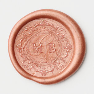 Ornate Floral Monogram Wedding Elegant Wax Seal Sticker