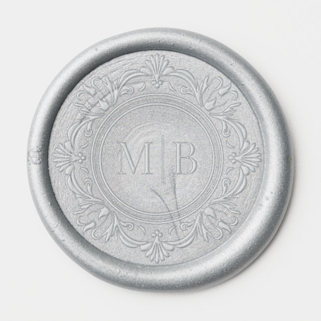 Ornate Floral Monogram Wedding Elegant Wax Seal Sticker (Front)