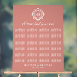 Ornate Floral Monogram Wedding Seating Chart