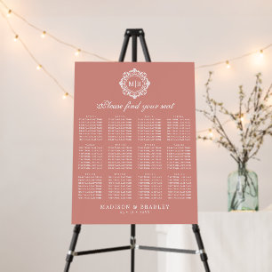 Ornate Floral Monogram Wedding Seating Chart Foam Board