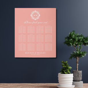 Ornate Floral Monogram Wedding Seating Chart Metal Print