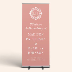 Ornate Floral Monogram Wedding Welcome Sign