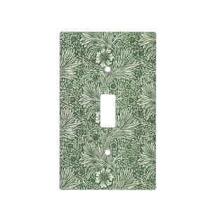 Ornate floral pattern of white flowers & leaves light switch cover