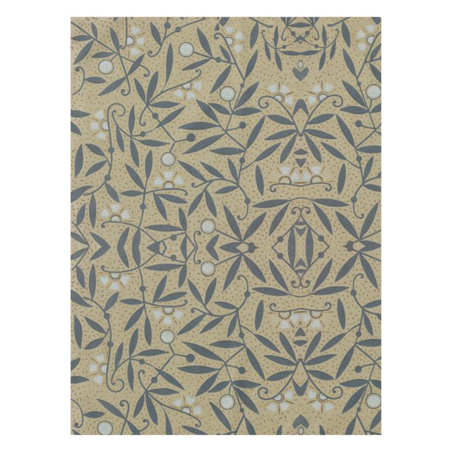 Ornate floral pattern with dark blue vines  tablecloth (Front)