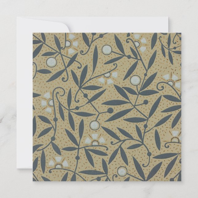 Ornate floral pattern with dark blue vines  thank you card (Front)