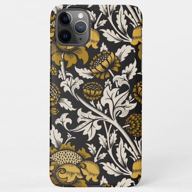 Ornate floral pattern with large gold flowers  iPhone case (Back)