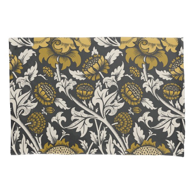 Ornate floral pattern with large gold flowers  pillow case (Front-Left)