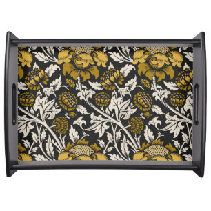 Ornate floral pattern with large gold flowers  serving tray