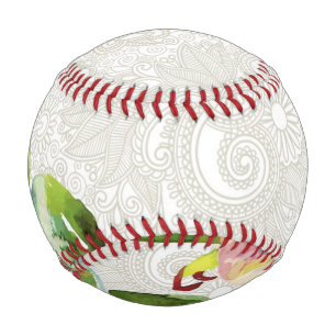 Ornate Floral Pattern With Pink Watercolor Rose Baseball