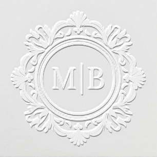 Ornate Floral Personalized Wedding Monogram Embosser