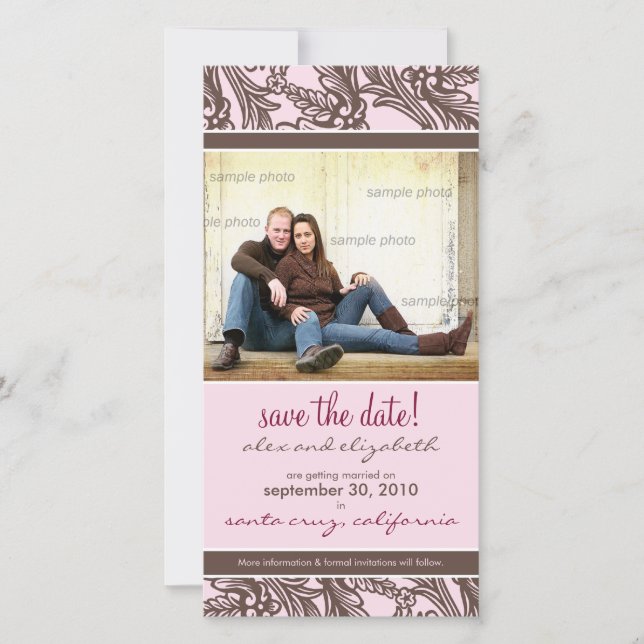 Ornate Floral Save the Date Announcement (Front)