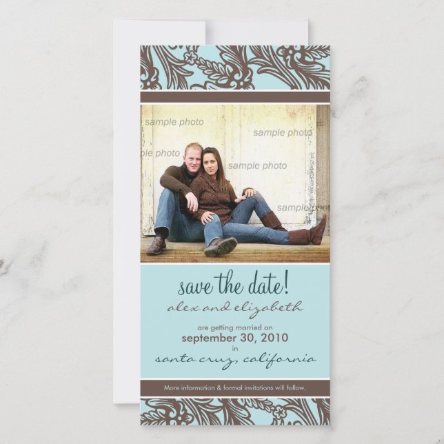 Ornate Floral Save the Date Announcement (Front)