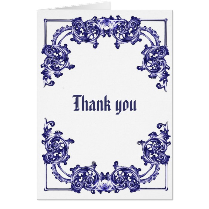 Ornate floral  swirl thank you note greeting card