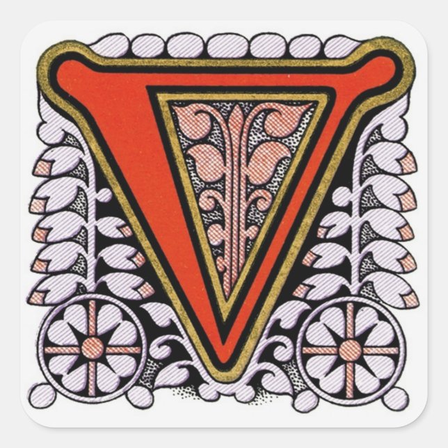 Ornate Floral 'V' - Sticker (Front)