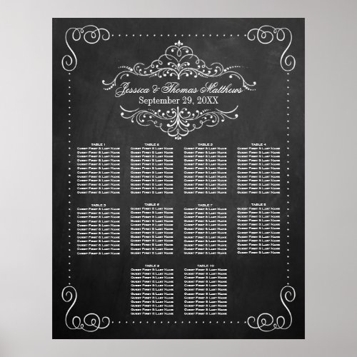 Ornate Flourish Chalkboard Wedding Seating Chart