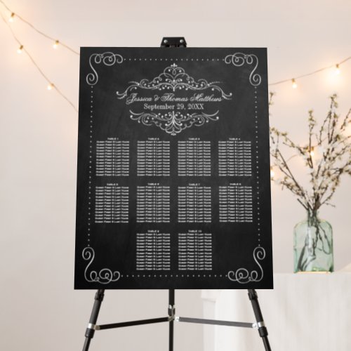 Ornate Flourish Chalkboard Wedding Seating Chart Foam Board