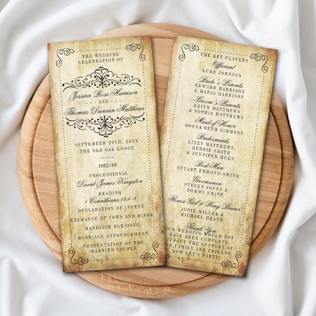 Ornate Flourish Vintage Wedding Program (Creator Uploaded)